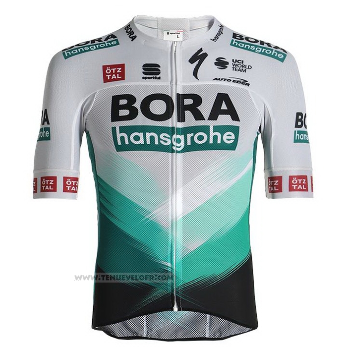 2021 Maillot Cyclisme Bora-hansgrone Blanc Verde Noir Manches Courtes et Cuissard